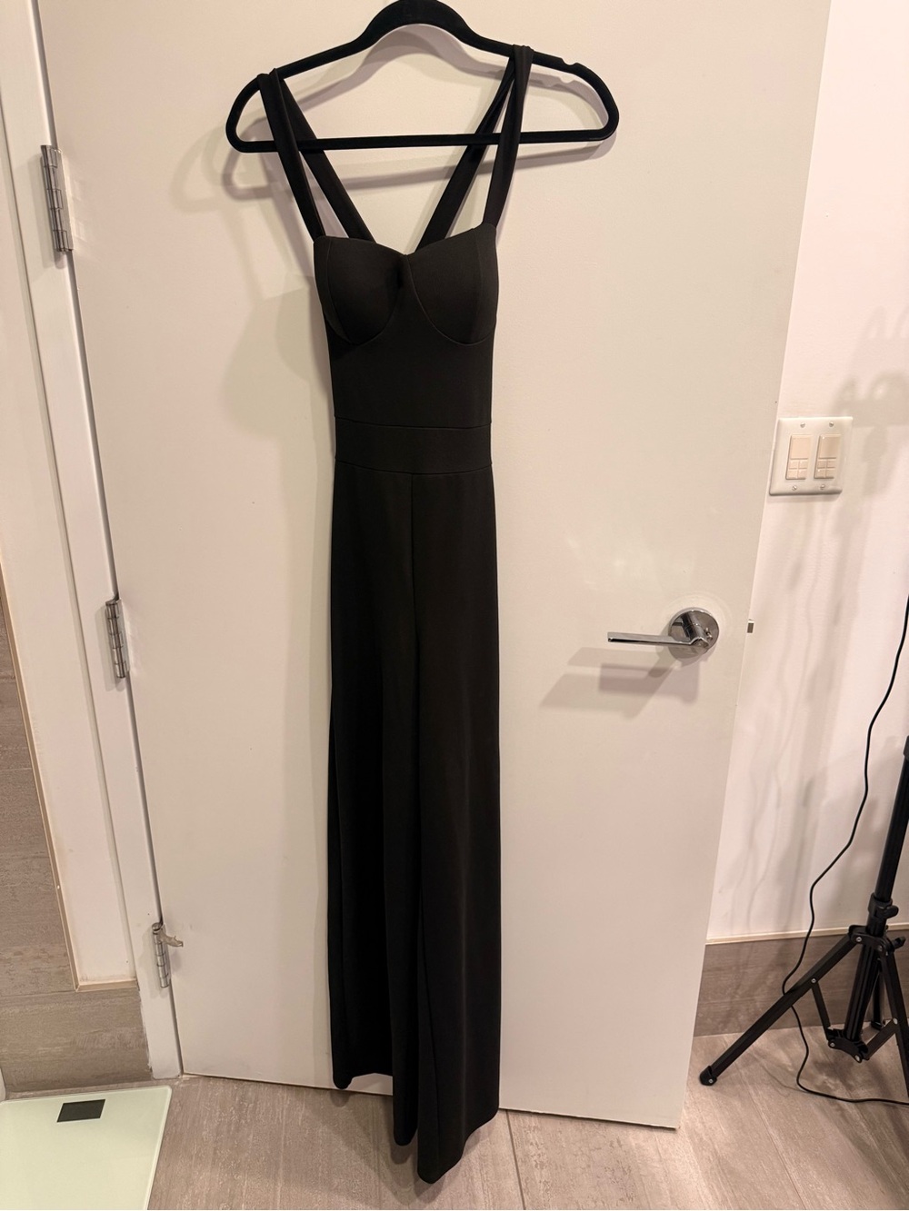 Boohoo Black Strappy Maxi Jumpsuit Dress